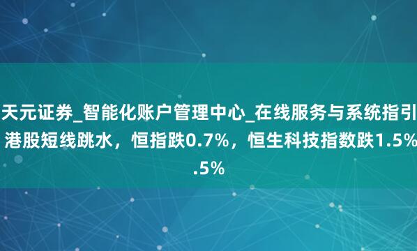 天元证券_智能化账户管理中心_在线服务与系统指引 港股短线跳水，恒指跌0.7%，恒生科技指数跌1.5%
