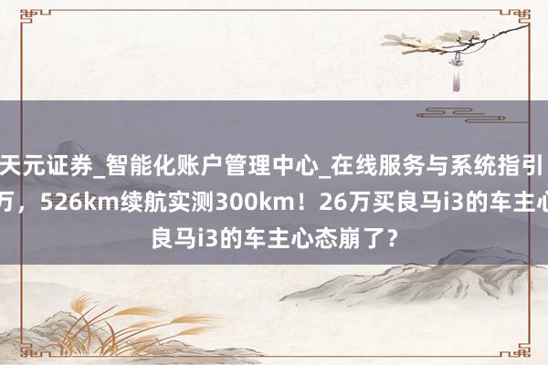 天元证券_智能化账户管理中心_在线服务与系统指引 半年亏7万,526km续航实测300km!26万买良马i3的车主心态崩了?