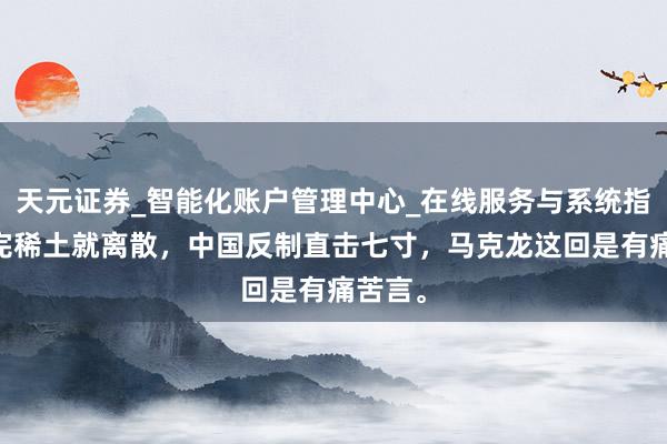 天元证券_智能化账户管理中心_在线服务与系统指引 拿完稀土就离散，中国反制直击七寸，马克龙这回是有痛苦言。
