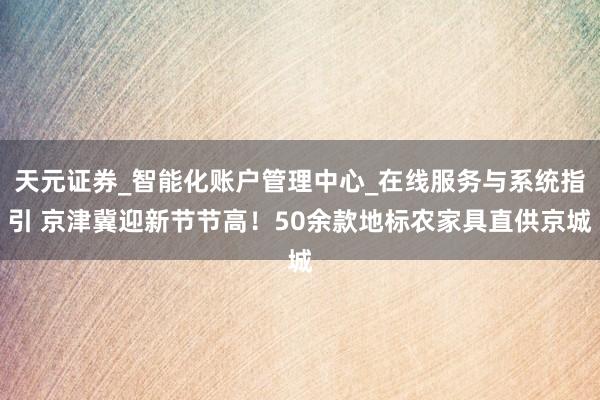 天元证券_智能化账户管理中心_在线服务与系统指引 京津冀迎新节节高！50余款地标农家具直供京城