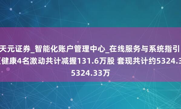 天元证券_智能化账户管理中心_在线服务与系统指引 名臣健康4名激动共计减握131.6万股 套现共计约5324.33万