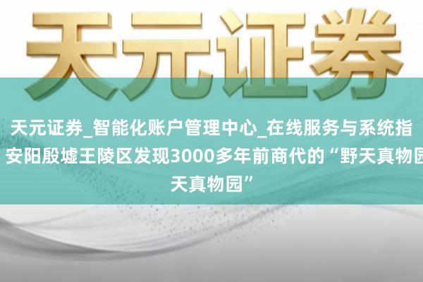 天元证券_智能化账户管理中心_在线服务与系统指引 安阳殷墟王陵区发现3000多年前商代的“野天真物园”