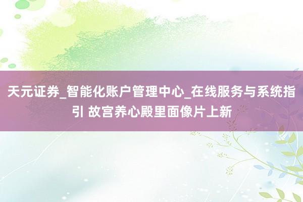 天元证券_智能化账户管理中心_在线服务与系统指引 故宫养心殿里面像片上新