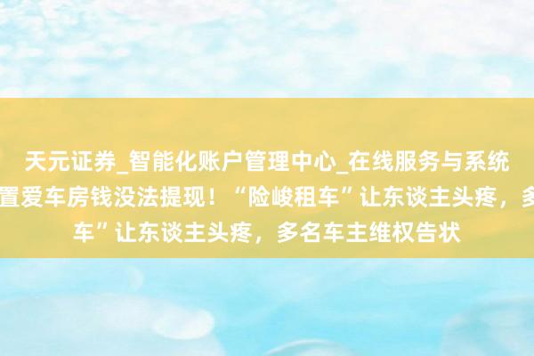 天元证券_智能化账户管理中心_在线服务与系统指引 网上出租闲置爱车房钱没法提现！“险峻租车”让东谈主头疼，多名车主维权告状