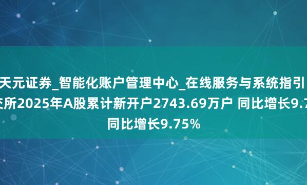 天元证券_智能化账户管理中心_在线服务与系统指引 上交所2025年A股累计新开户2743.69万户 同比增长9.75%