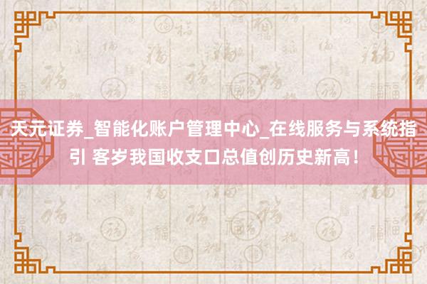 天元证券_智能化账户管理中心_在线服务与系统指引 客岁我国收支口总值创历史新高！