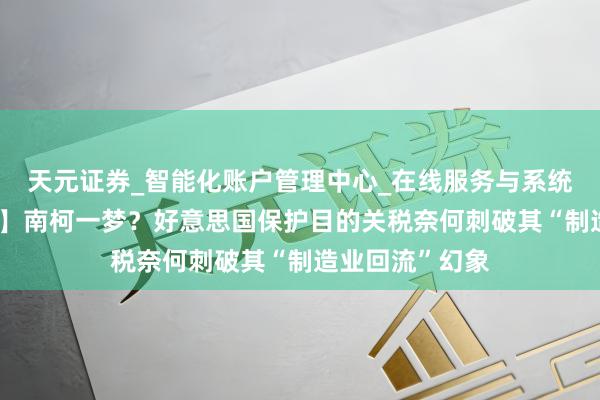 天元证券_智能化账户管理中心_在线服务与系统指引 【词力场】南柯一梦？好意思国保护目的关税奈何刺破其“制造业回流”幻象