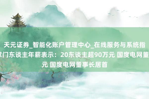 天元证券_智能化账户管理中心_在线服务与系统指引 央企掌门东谈主年薪表示：20东谈主超90万元 国度电网董事长居首