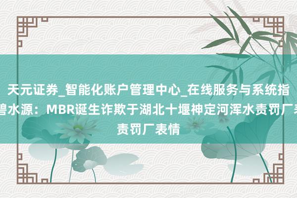 天元证券_智能化账户管理中心_在线服务与系统指引 碧水源：MBR诞生诈欺于湖北十堰神定河浑水责罚厂表情